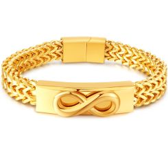 **COI Gold Tone Titanium Infinity Bracelet With Steel Clasp(Length: 8.27 inches)-9564BB