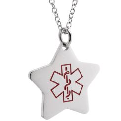 **COI Titanium Medical Alert Star Pendant-9682BB