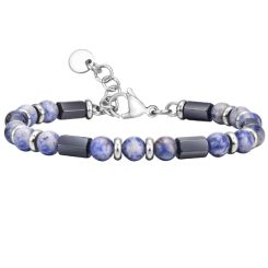 **COI Titanium Hematite & Black Onyx Bracelet With Steel Clasp(Length: 8.27 inches)-9806BB
