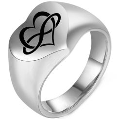 **COI Titanium Black/Gold Tone/Silver Infinity Heart Ring-9909BB