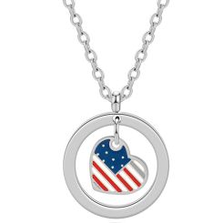 **COI Titanium Gold Tone/Rose/Silver Heart Pendant With American Flag-9926BB