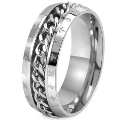 **COI Titanium Black/Gold Tone/Silver Key Chain Link Ring With Runes-9950BB
