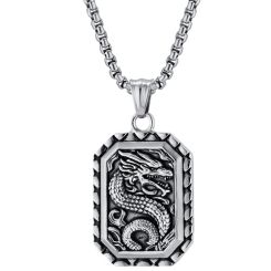 **COI Titanium Black Gold Tone/Silver Dragon Tag Pendant-9956BB