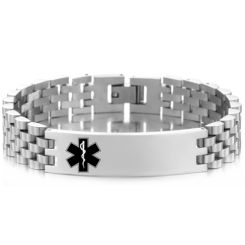 **COI Titanium Medical Alert Bracelet With Steel Clasp(Length: 8.07 inches)-9972BB