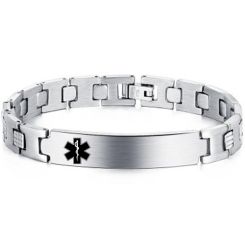 **COI Titanium Medical Alert Bracelet With Steel Clasp(Length: 8.27 inches)-9974BB