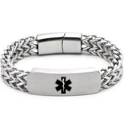 **COI Titanium Medical Alert Bracelet With Steel Clasp(Length: 8.27 inches)-9984BB