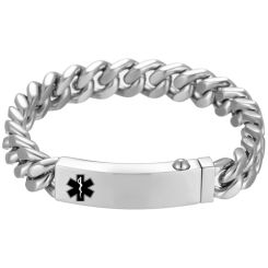 **COI Titanium Medical Alert Bracelet With Steel Clasp(Length: 8.27 inches)-9995BB