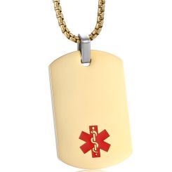 **COI Gold Tone Titanium Medical Alert Pendant-9998BB