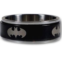 *COI Titanium Black Silver Bat Man Step Edges Ring - JT1438A