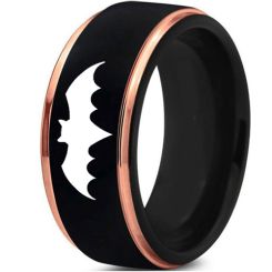 *COI Titanium Black Rose Bat Man Step Edges Ring - JT3586