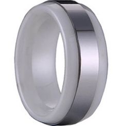 COI Titanium Ring With Ceramic - 1142(Size US6.5/9.5)