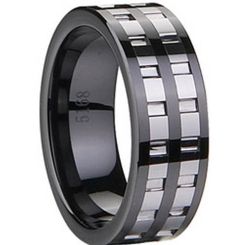 COI Black Titanium Ring With Ceramic - 1832(Size US14)