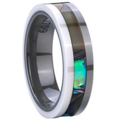 COI Titaniu Ring With Shell Inlays - 2376(Size US11.5/13)