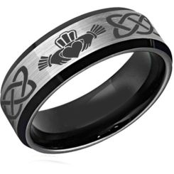 *COI Titanium Black Silver Mo Anam Cara Celtic Ring-2589