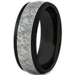 COI Black Titanium Ring With Meteorite-3467AA(Size US10.5)