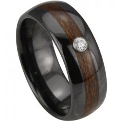 COI Titanium Ring With Wood - 3984(Size US8.5)
