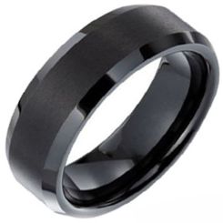 COI Black Titanium Wedding Band Ring - 695A(Size US15)