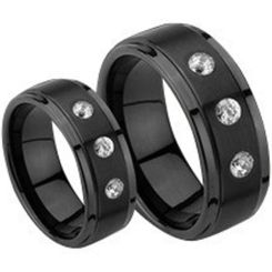 COI Black Titanium Wedding Band Ring - 811(Size US15.5/16)