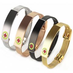 ***COI Titanium Black/Gold Tone/Rose/Silver Medical Alert Bracelet With Steel Clasp(Length: 8.46 inches)-00025BB