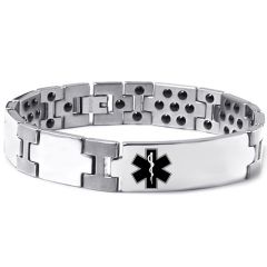 ***COI Titanium Medical Alert Bracelet With Steel Clasp(Length: 8.27 inches)-00034BB