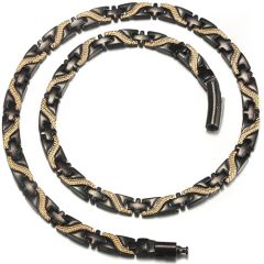 **COI Titanium Black Gold Tone Necklace With Steel Clasp(Length: 19.29 inches)-00037BB