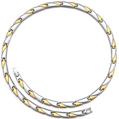 **COI Titanium Gold Tone Silver Necklace With Steel Clasp(Length: 20.47 inches)-00038BB