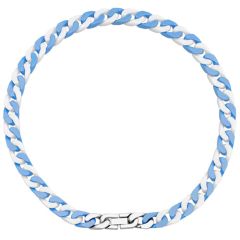***COI Titanium Necklace With Blue & White Ceramic and Steel Clasp(Length: 17.71 inches)-00045BB