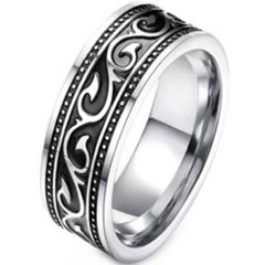 ***COI Titanium Black Silver Celtic Ring-00060BB