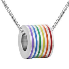 ***COI Titanium Gold Tone/Silver Rainbow Color Pendant-00067BB