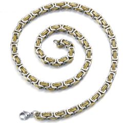 ***COI Titanium Gold Tone Silver Necklace With Steel Clasp(Length: 21.65 inches)-00068BB