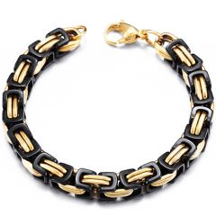 ***COI Titanium Black Gold Tone Bracelet With Steel Clasp(Length: 8.66 inches)-00071BB