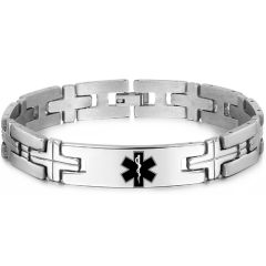 ***COI Titanium Medical Alert Bracelet With Steel Clasp(Length: 8.66 inches)-00075BB