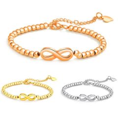 ***COI Titanium Rose/Gold Tone/Silver Infinity Bracelet With Steel Clasp(Length: 8.27 inches)-00121BB