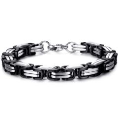 ***COI Titanium Black Silver/Black Bracelet With Steel Clasp(Length: 9.06 inches)-00141BB