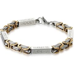 ***COI Titanium Gold Tone Silver Bracelet With Steel Clasp(Length: 8.27 inches)-00155BB