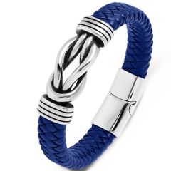 ***COI Titanium Infinity Genuine Leather Bracelet With Steel Clasp(Length: 7.87 inches)-00159BB