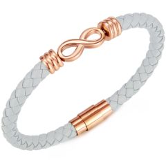 ***COI Rose Titanium Infinity Genuine Leather Bracelet With Steel Clasp(Length: 7.48 inches)-00204BB