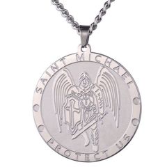 ***COI Titanium Gold Tone/Silver Saint Michael Protect Us Pendant-00224BB