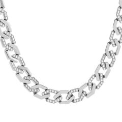 ***COI Titanium Cubic Zirconia Necklace With Steel Clasp(Length; 21.65 inches)-00237BB