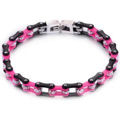 ***COI Titanium Black Silver Pink Ceramic Cubic Zirconia Bracelet With Steel Clasp(Length: 8.26 inches)-00238BB
