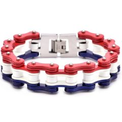 ***COI Titanium American Flag Color Ceramic Bracelet With Steel Clasp(Length: 8.66 inches)-00246BB