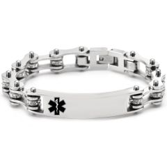***COI Titanium Medical Alert Cubic Zirconia Bracelet With Steel Clasp(Length: 8.27 inches)-00250BB
