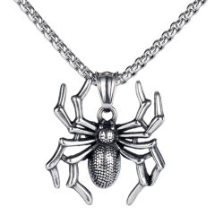 ***COI Titanium Black Silver Spider Pendant-00251BB