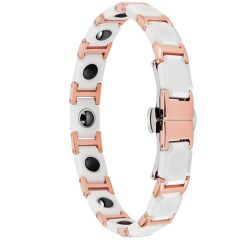 ***COI Rose Titanium White Ceramic Bracelet With Steel Clasp(Length: 8.46 inches)-00262BB