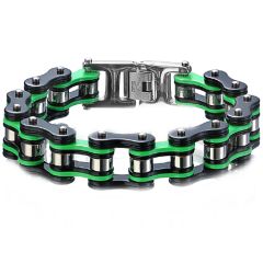 ***COI Titanium Black Silver Green Ceramic Bracelet With Steel Clasp(Length: 8.66 inches)-00278BB
