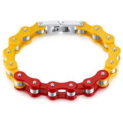 ***COI Titanium Red & Yellow Ceramic Bracelet With Steel Clasp(Length: 8.46 inches)-00280BB