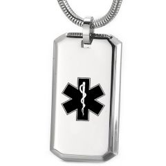 ***COI Titanium Black/Gold Tone/Silver Medical Alert Pendant-00296BB