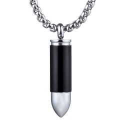 ***COI Titanium Black Silver Bullet Pendant-00307BB