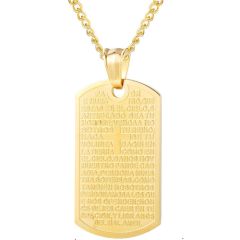 ***COI Titanium Gold Tone/Silver Cross Prayer Tag Pendant-00308BB