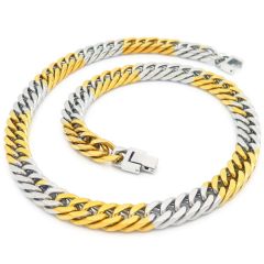 ***COI Titanium Gold Tone Silver Necklace(Length: 23.62 inches)-00315BB
